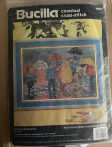 Vintage Bucilla Counted Cross Stitch Kit “Splish’n & Splash’n; partially done - Picture 1 of 3