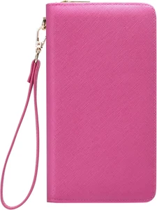 Women'S Wallet RFID Blocking Long Clutch Zip around Travel Leather Purse Large C - Picture 1 of 12