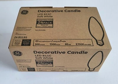 GE LED B11C Soft White Candelabra Base Bulbs 24 Pack Contractor 500 Lumens 2700K - Image 1 of 4