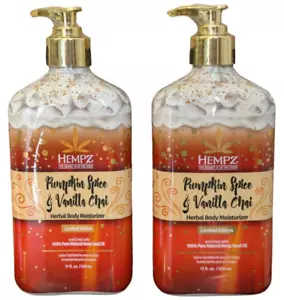 2 lociones de cáñamo calabaza y vainilla chai edición limitada 17 oz aroma otoño - Imagen 1 de 2