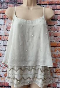 MONSOON 12/M BNWT Ivory Pearl Embellished Layered Cami Party Top - Picture 1 of 12