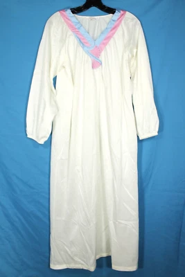 CAMISÓN VINTAGE VANITY FAIR Marfil NYLON Respaldo Polar SATINADO RIBETE CUELLO EN V Salón S Foto 1 de 4