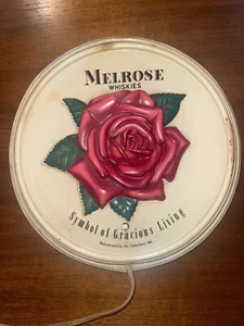 Vintage Melrose Whiskies - Symbol Of Gracious Living Rose Sign Light 9” Round - Picture 1 of 6