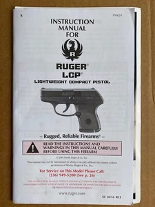 Neu Ruger LCP .380 ACP halbautomatische Pistolenbesitzer/Bedienungsanleitung, NRA - Bild 1 von 8