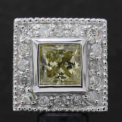 Colgante Diamante Color Amarillo Verdoso Princesa Natural Sin Tratar 3/4 Ct Total Foto 1 de 4