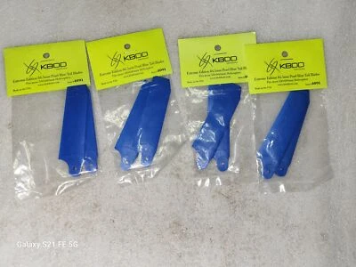 4 Packages New KBDD Extreme RC Helicopter 84.5MM Pearl Blue Tail Blades #4091 - Image 1 of 2