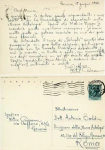 CIUREANU, Petre. Lettera autografa su cartolina postale a Antonio Baldini - Imagen 1 de 1
