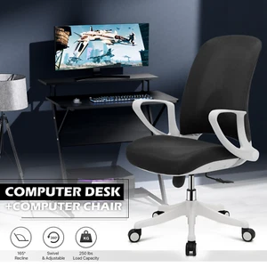[MONITOR SHELF COMPUTER DESK+OFFICE CHAIR] Study Desk Mesh Seat Home Workstation - Picture 1 of 11