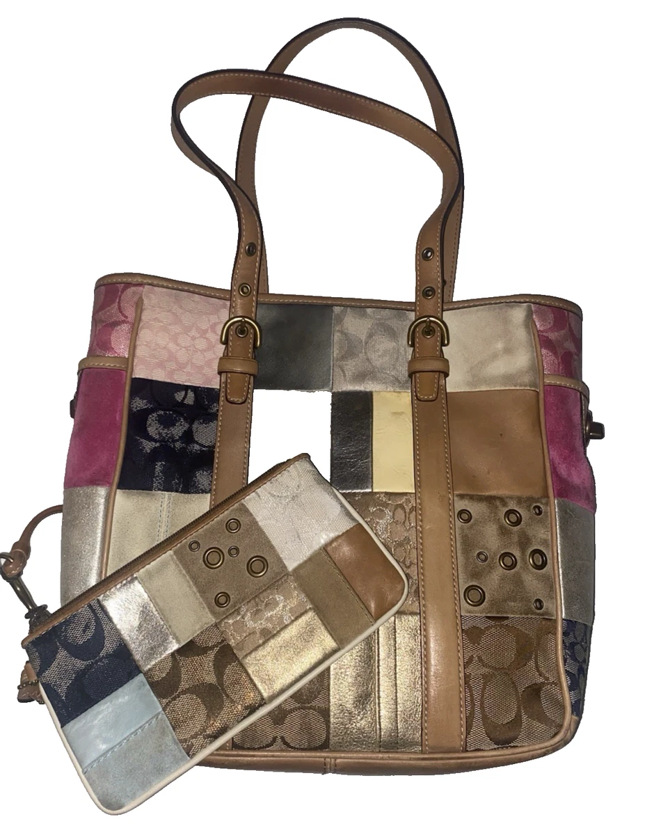 バッグ Coach Patchwork Signature Tote Handbag Coach Patchwork Tote Multicolor Bags & Handbags for Women for sale