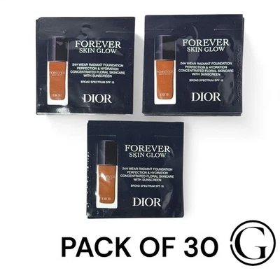 PACK OF 30 CHRISITAN DIOR FOREVER SKIN GLOW 24 H WEAR FOUNDATION 8N SAMPLE SIZE - Image 1 of 4