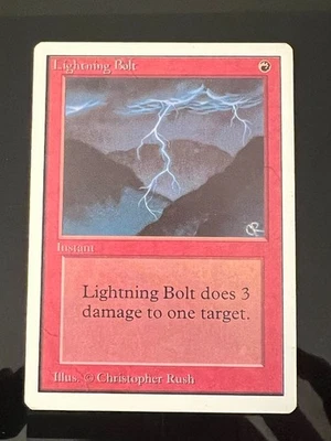 Magic the Gathering MTG Unlimited Lightning Bolt LP+  (Beta Bob) - Image 1 of 2