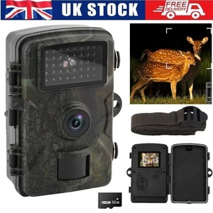 32GB Card Wildlife Trail Camera 1080P Game Night Vision Outdoor Motion Hunting - Picture 1 of 13