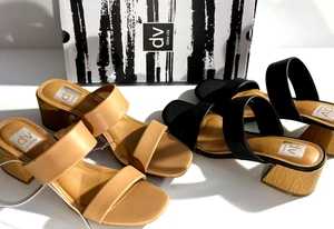DV by Dolce Vita Ladies' Sharona Heel Strap Sandal Black/Cafe New, Variety - Picture 1 of 13