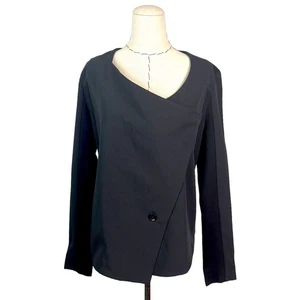Jessica Simpson Jacket Womens L Black Polyester Asymmetric Neck Long Sleeves - Picture 1 of 13