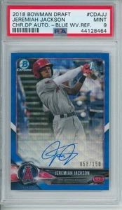 2018 Bowman Chrome Jeremiah Jackson RC BLUE WAVE 58/150 AUTO PSA 9 Orioles - Picture 1 of 2