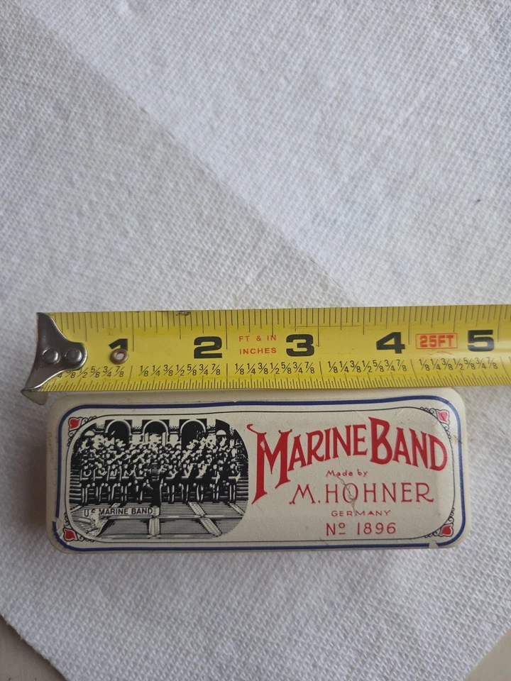 Vintage Hohner Marine Band 1896 Harmonica Key C A440 Germany with Box 10 Hole - Image 1 of 4