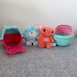 2x Mini Scruff A Luvs Llavero Perro Azul Lila, Oso Melocotón Rosa Corazón y Portadores - Imagen 1 de 24