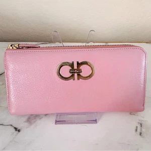 Pink Salvatore Ferragamo Gancini Logo Long Wallet - Picture 1 of 12