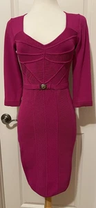 Versace Collection Magenta Knit 3/4 Sleeves Stretchy Dress Sz 46~STYLISH- - Picture 1 of 12