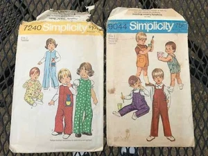 Vintage 1970-75 Simplicity Toddler Sew Patterns #7240/#9044 Unisex romper - Picture 1 of 14