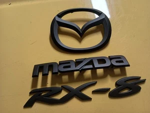 Mazda RX-8 2004-2010 Black Rear Trunk Emblem Logo Badge Set OEM Used Genuine - Picture 1 of 7
