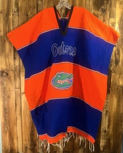 University of Florida Gators Adult Woven Striped Poncho Large Logo Football - Picture 1 of 7