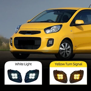 Auto Parts LED DRL Fog Turn Signal Light for Kia Picanto 2015 2016 Upgrade Pair - Picture 1 of 14