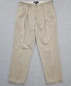 Polo Ralph Lauren Pants Andrew Chino Vtg 90s Pleated Beige Khaki Size 38x32 - Picture 1 of 12
