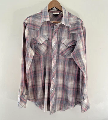 Camisa masculina vintage anos 70 xadrez ocidental botão para cima cowboy country clássica leve - Imagem 1 de 4