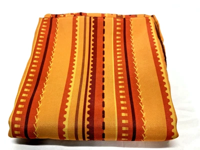 Orange Striped Autumn Fall Thanksgiving Holiday Tablecloth 68" Round - Image 1 of 4