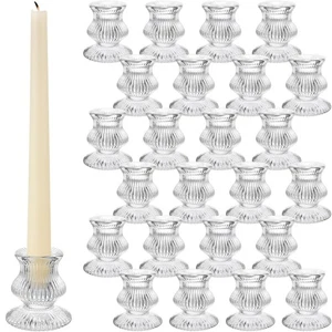 24 Pezzi Portacandele Bulk 2,36" H Piccolo Vetro Trasparente Conico Portacandele... - Foto 1 di 7