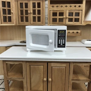 Dollhouse Miniature Furniture Kitchen Utensil Cookware Wood Microwave Oven 1:12 - Imagen 1 de 12