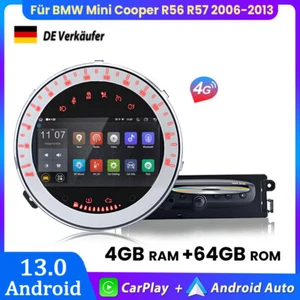 Für BMW Mini Cooper One R56 R57 2006-2013 Carplay Android13 DVD Autoradio 4+64GB - Bild 1 von 18