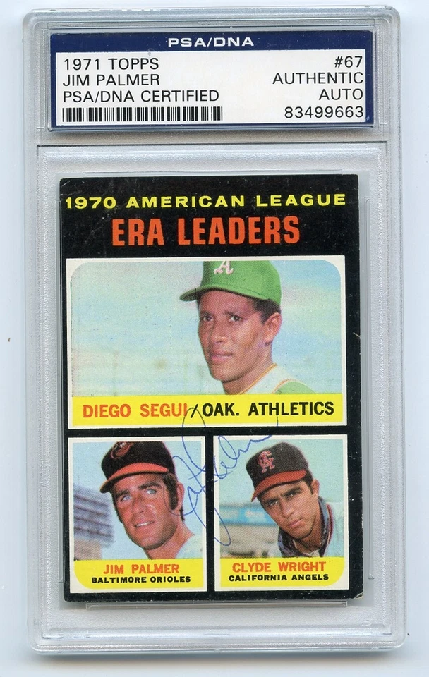 JIM PALMER Vintage Signed 1971 Topps #67 AL ERA Leaders  PSA/DNA Encapsulated - Image 1 of 1