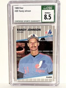 1989 Fleer Randy Johnson RC #381 Montreal Expos - CSG 8.5 NM/MINT + - Picture 1 of 2