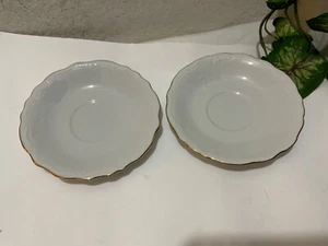 Set 2 Tienshan Fine Porcelain Elegance Gold Trimmed Embossed saucers 5 3/4” G13 - Picture 1 of 5