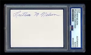 LUTHER LUKE NELSON SIGNED MINT CUT PSA/DNA AUTOGRAPHED 1919 NEW YORK YANKEES - Picture 1 of 1