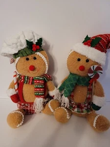 Gingerbread Stuffed Plush Dolls Christmas Set 14"NEW - Picture 1 of 5