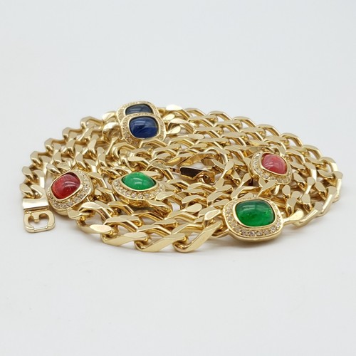 Catena Christian Dior Grossé & Henkel Gripoix Gripoix verde blu lunga 90 cm (47)