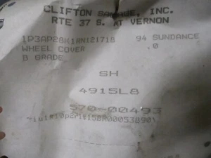 94 Sundance 14" Wheel Cover 94-95 Acclaim, Voyager - Picture 1 of 4