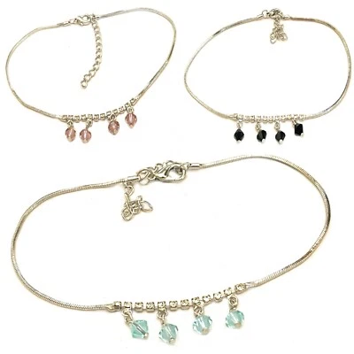 Cavigliera donna argento braccialetto da caviglia con ciondoli  swarovski mare - Immagine 1 di 4