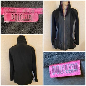 Dolcezza Damen XL schwarz grau Fleece durchgehender Reißverschluss Jacke-EUC - Bild 1 von 14