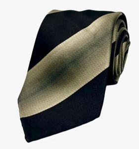 KITON NAPOLI 7-Fold Black Stripe Print Silk Tie D1 - Picture 1 of 2