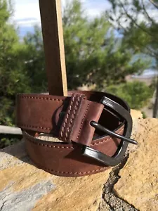 Ceinture ANTONELLO SERIO en cuir véritable marron femme - Picture 1 of 6