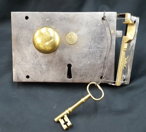 Restored 1800's Right Sided Iron & Brass Carpenter Lock Set Cover