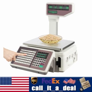 Báscula electrónica comercial báscula digital de precios con impresora de etiquetas - Imagen 1 de 14