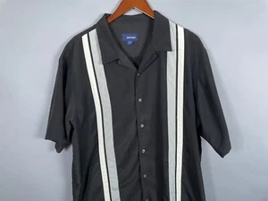 Tony Soprano Style Striped Pattern Shirt Adult XL Black Gray Retro Bowling - Picture 1 of 9