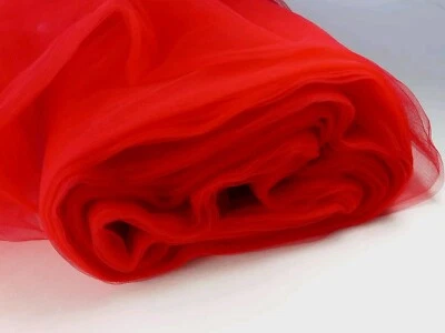 Red Tulle Fabric Bolt Soft Netting Mesh Dance Costume Crafts Flowy 108in. Width - Image 1 of 4