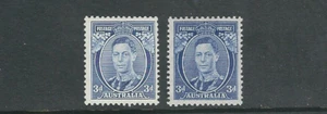 AUSTRALIA 1937-46 KGVI (Scott 170) 3d blue 2 different shades VF MNH L1 z20 - Picture 1 of 1