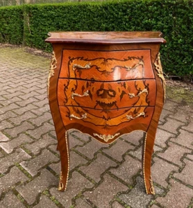 Commode Cabinet Louis XVI Vintage Mahogany Chest Bronze Inlay French Style - Picture 1 of 14